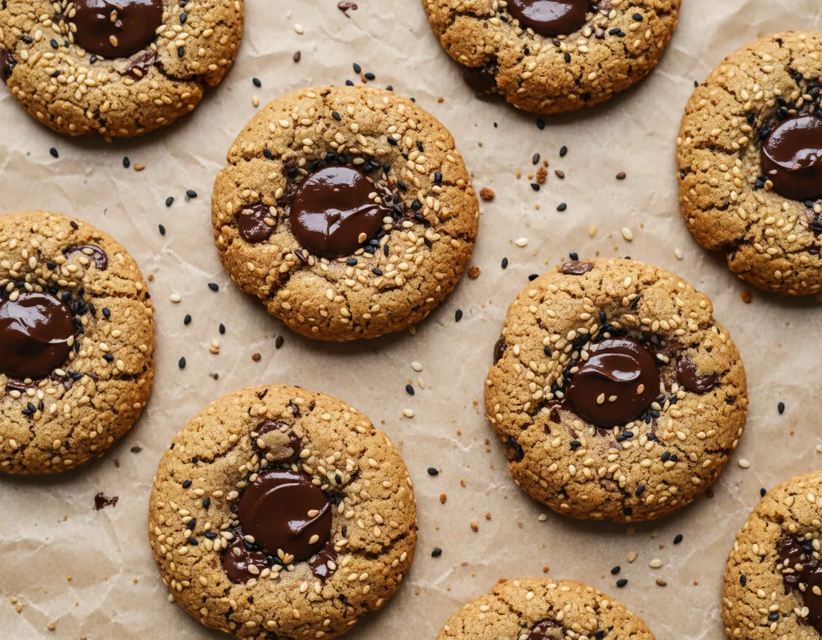 Chocolate chip sesame cookies