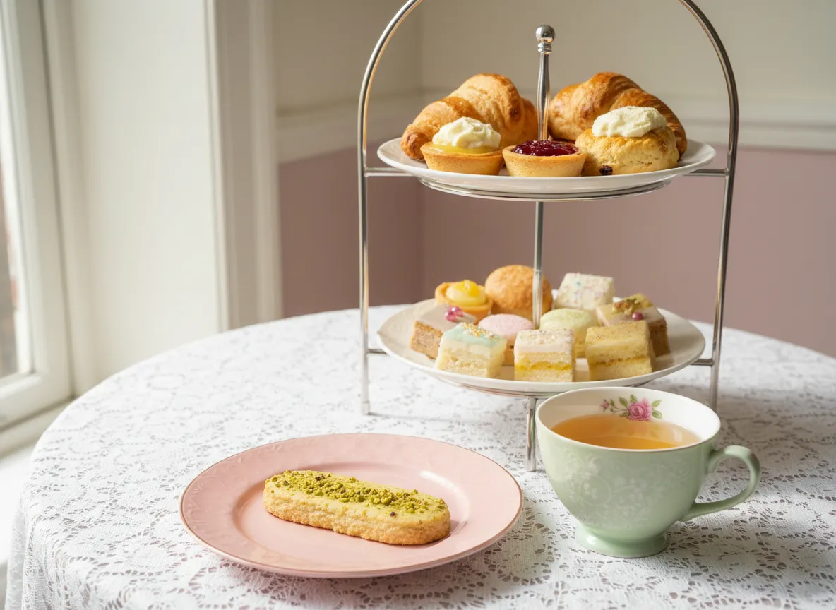 Afternoon Tea Service - pistachio shortbread cookie with tea