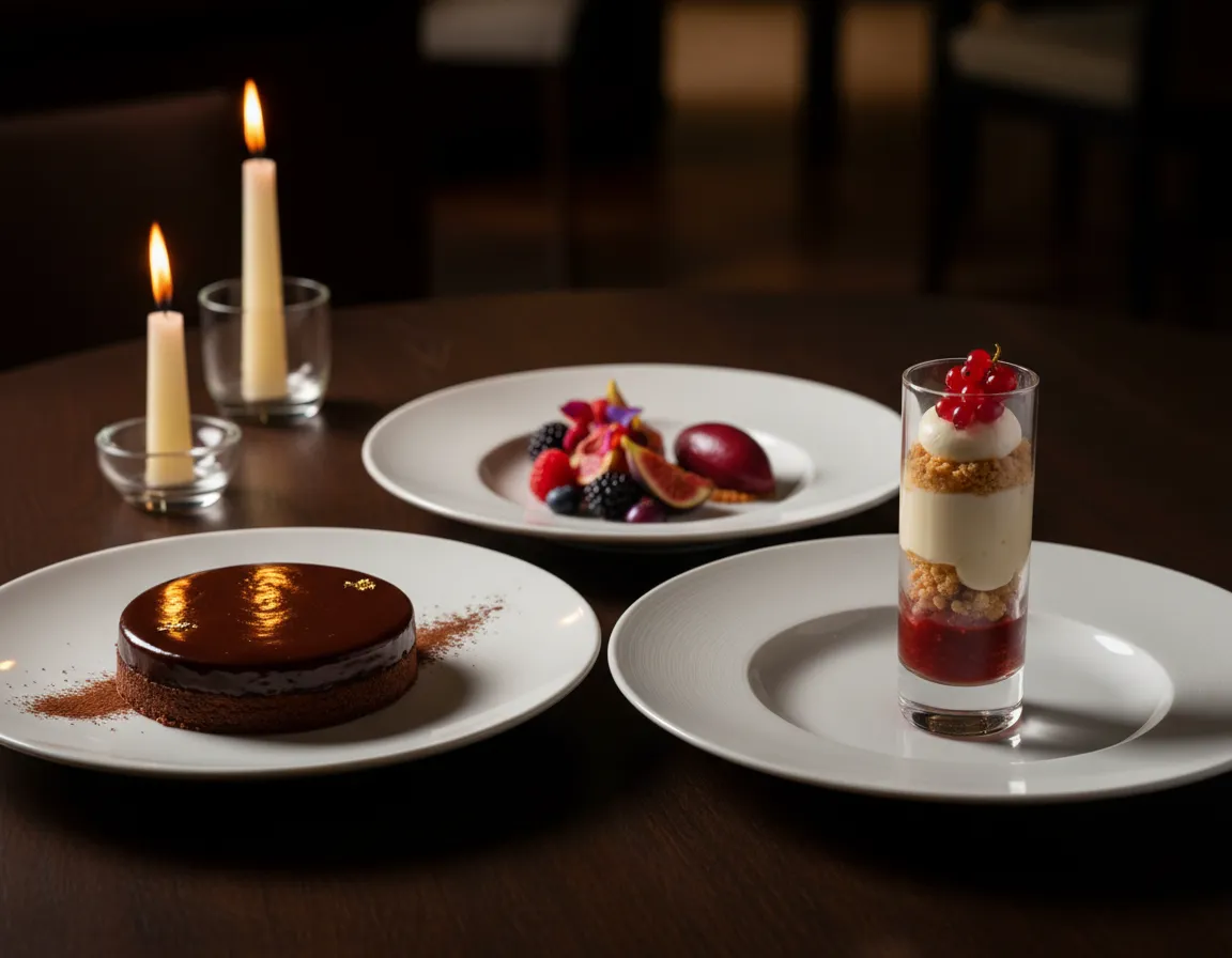Four Course Dessert Tastings - refined plated desserts and chocolate ganache tarts