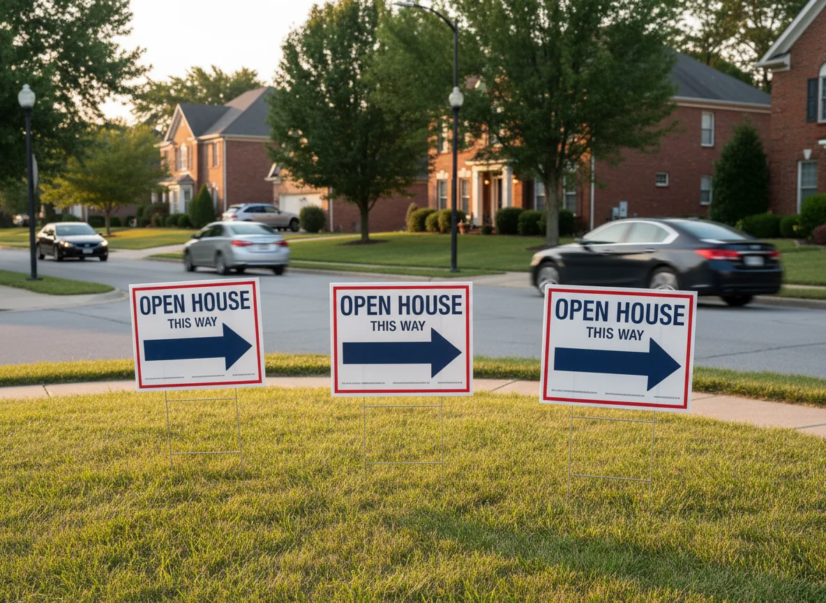 Directional open house signs on Owensboro street corner