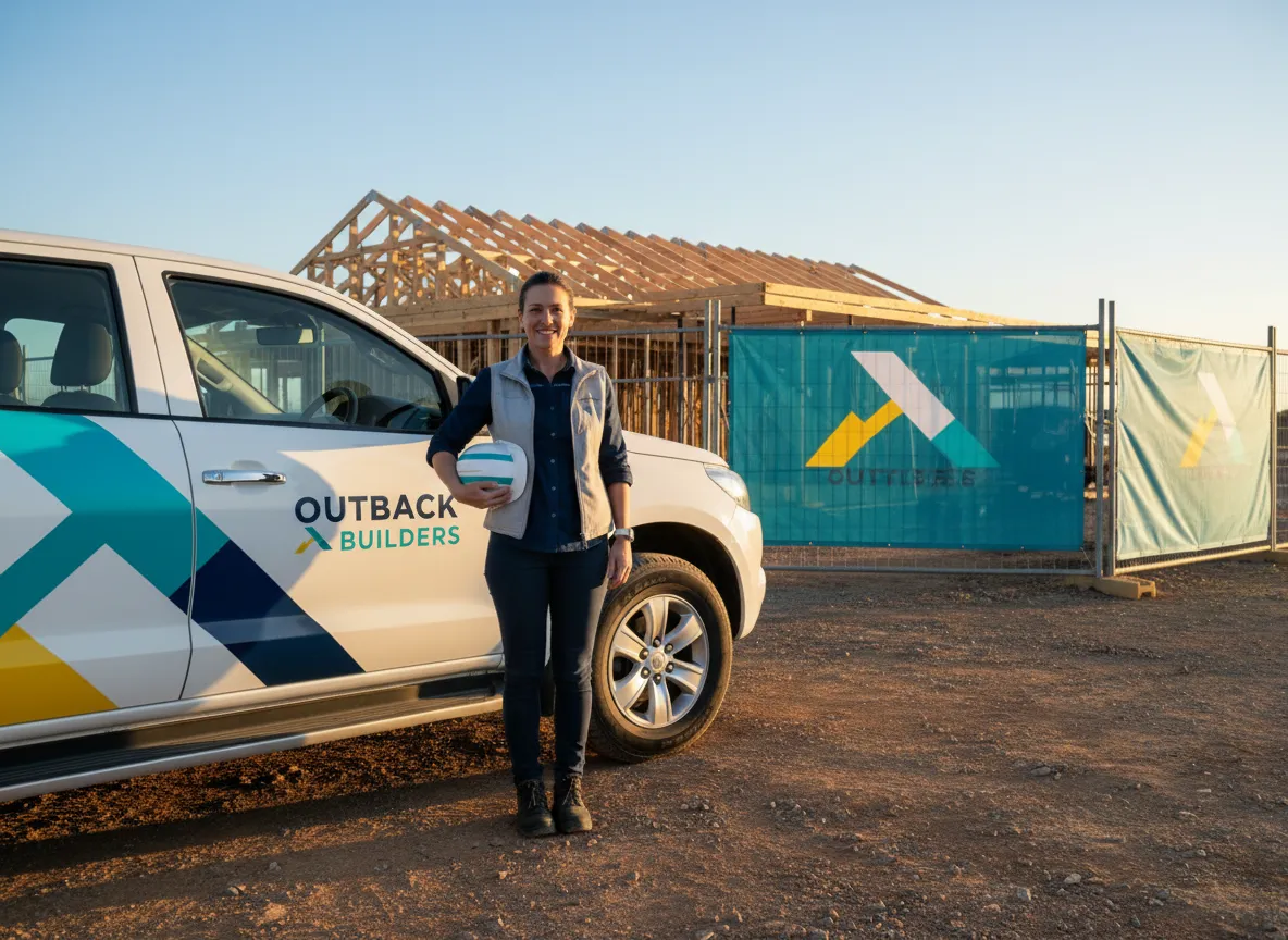 Australian business owner standing with work vehicle