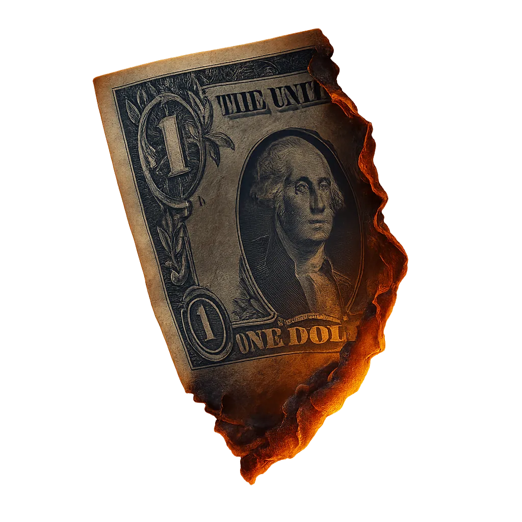 Dramatic visual of cash burning representing wasted advertising spend and lost plumbing jobs.