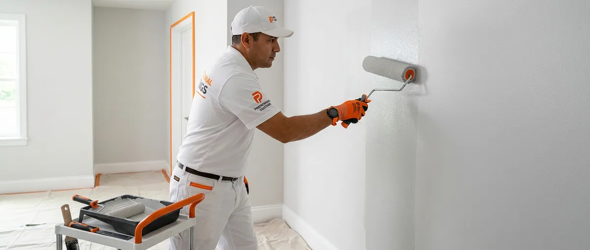 Pintores profesionales aplicando acabados arquitectónicos en interiores y fachadas