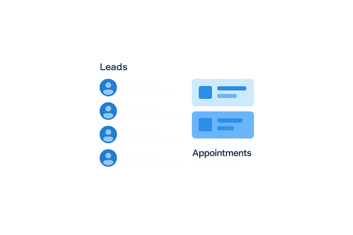 CRM dashboard UI mockup in brand blues