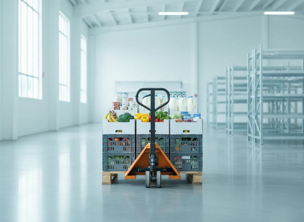 Fresh grocery wholesale crates and boxes ready for delivery