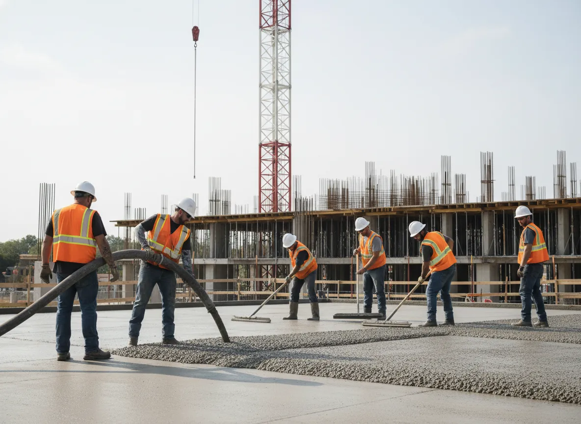 Vielman Concrete crew placing and finishing concrete on a jobsite