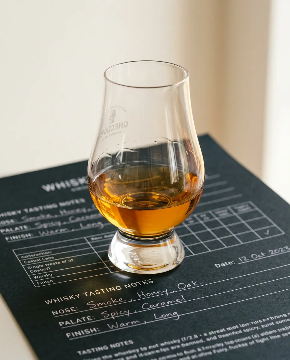 Momento de cata individual de whisky con método de apreciación personal