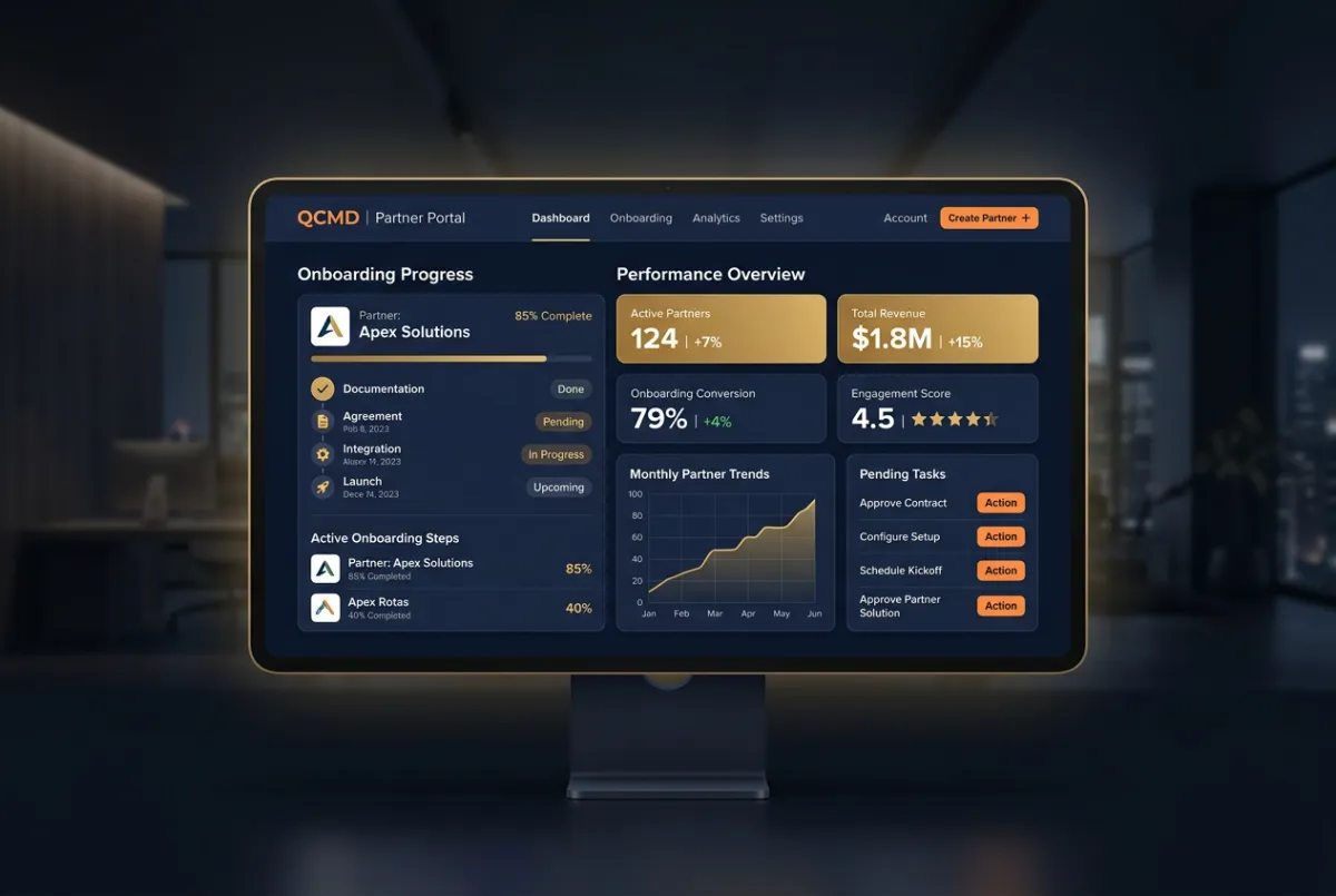 QCMD partner onboarding and analytics dashboard preview