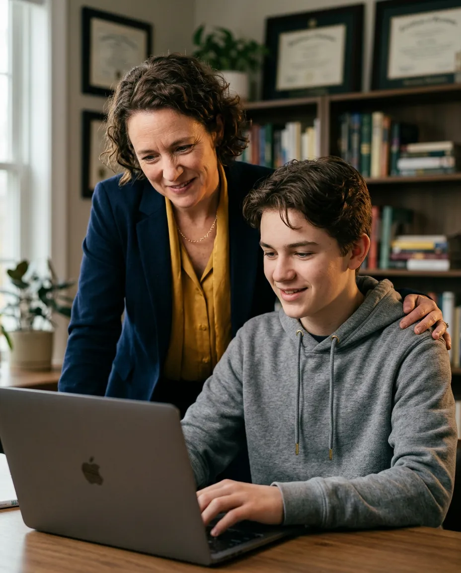 Dedicated SEC Tutor Academy educator providing one-on-one academic guidance to a focused student