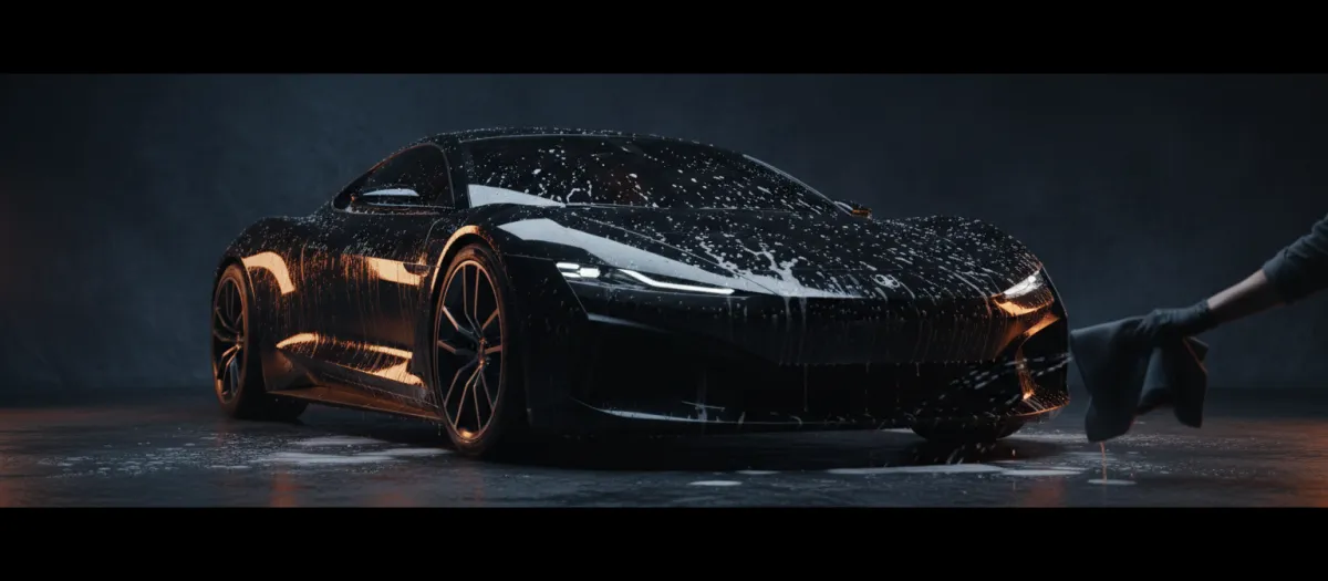 Car mid-wash or mid-detail