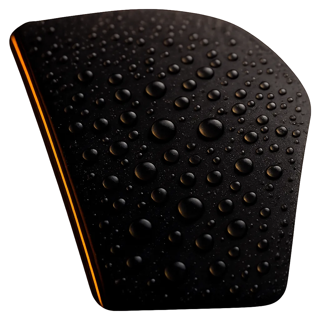 Close-up of water beading on a freshly coated panel