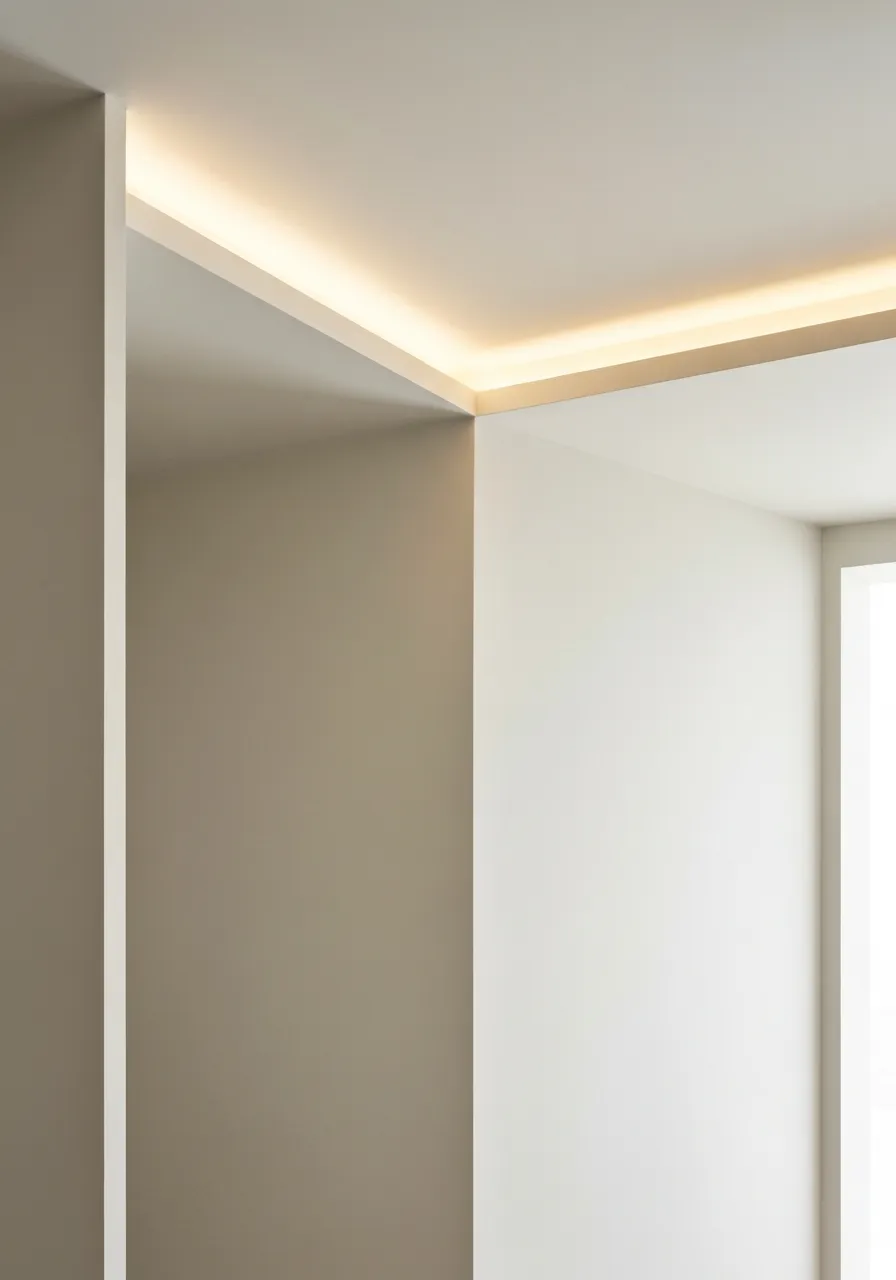 Finition parfaite de peinture sur un mur et plafond résidentiel