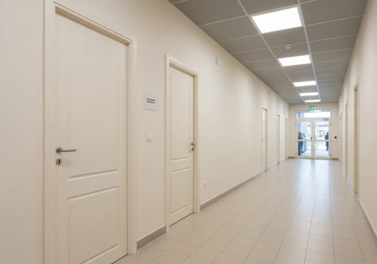 Avant/après de peinture intérieure commerciale sur mur et moulures, aucun visage