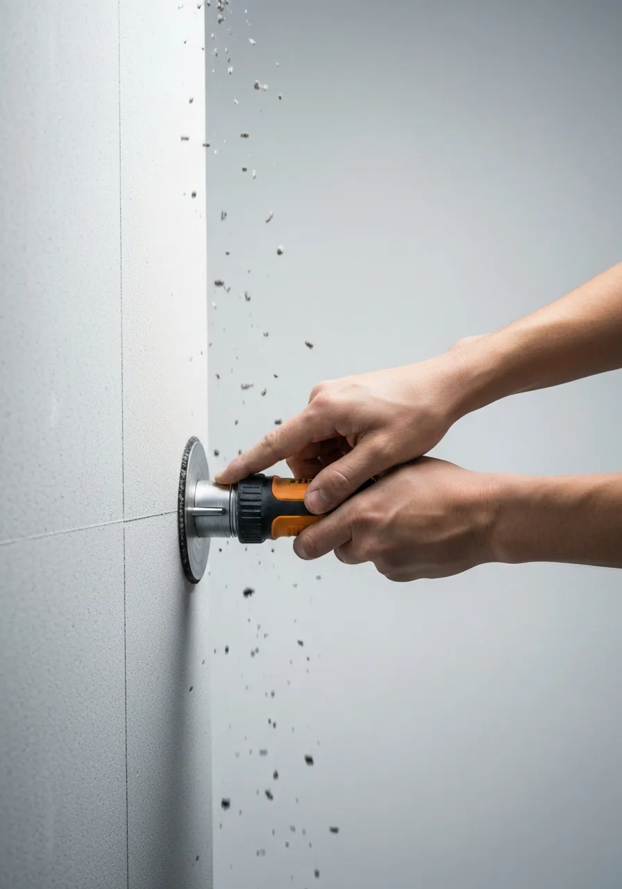 Plâtrage et sablage minutieux des murs avant peinture