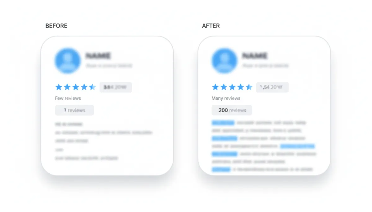 Capture d'écran avant/après des avis Google