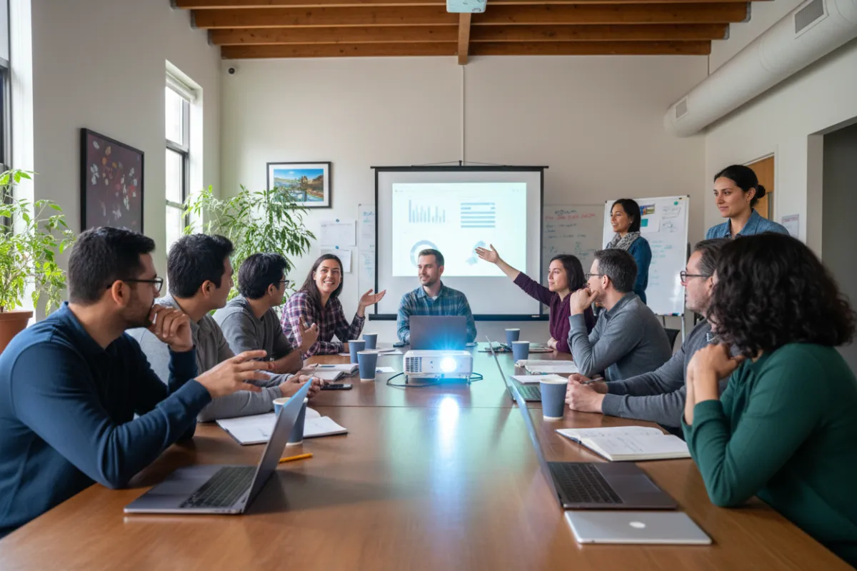 Community members attending an AI workshop
