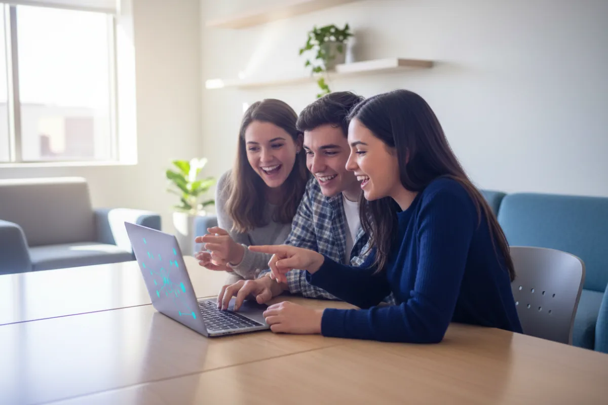 Students engaging in an AI program