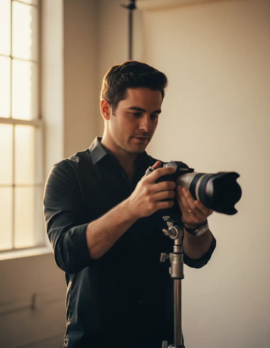 Michael directing a shoot naturally in a calm environment