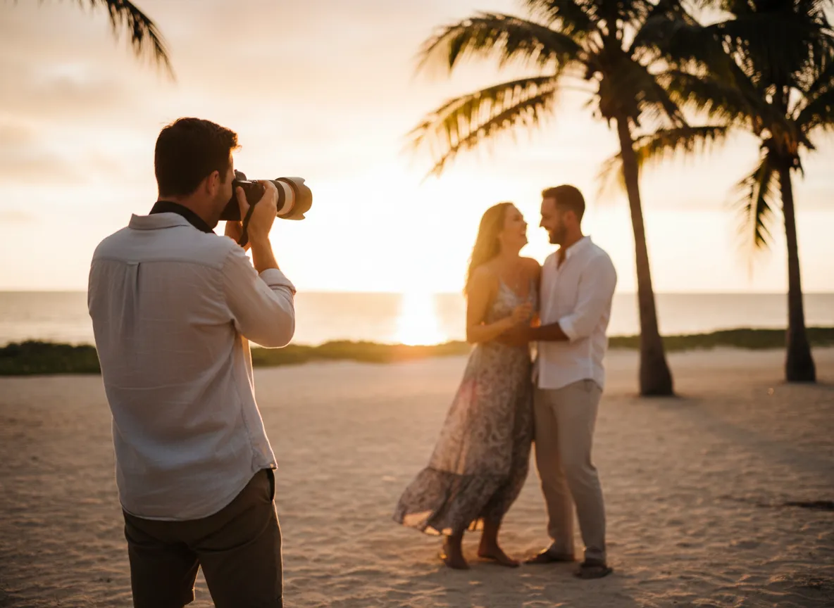 Cory photographing clients on location