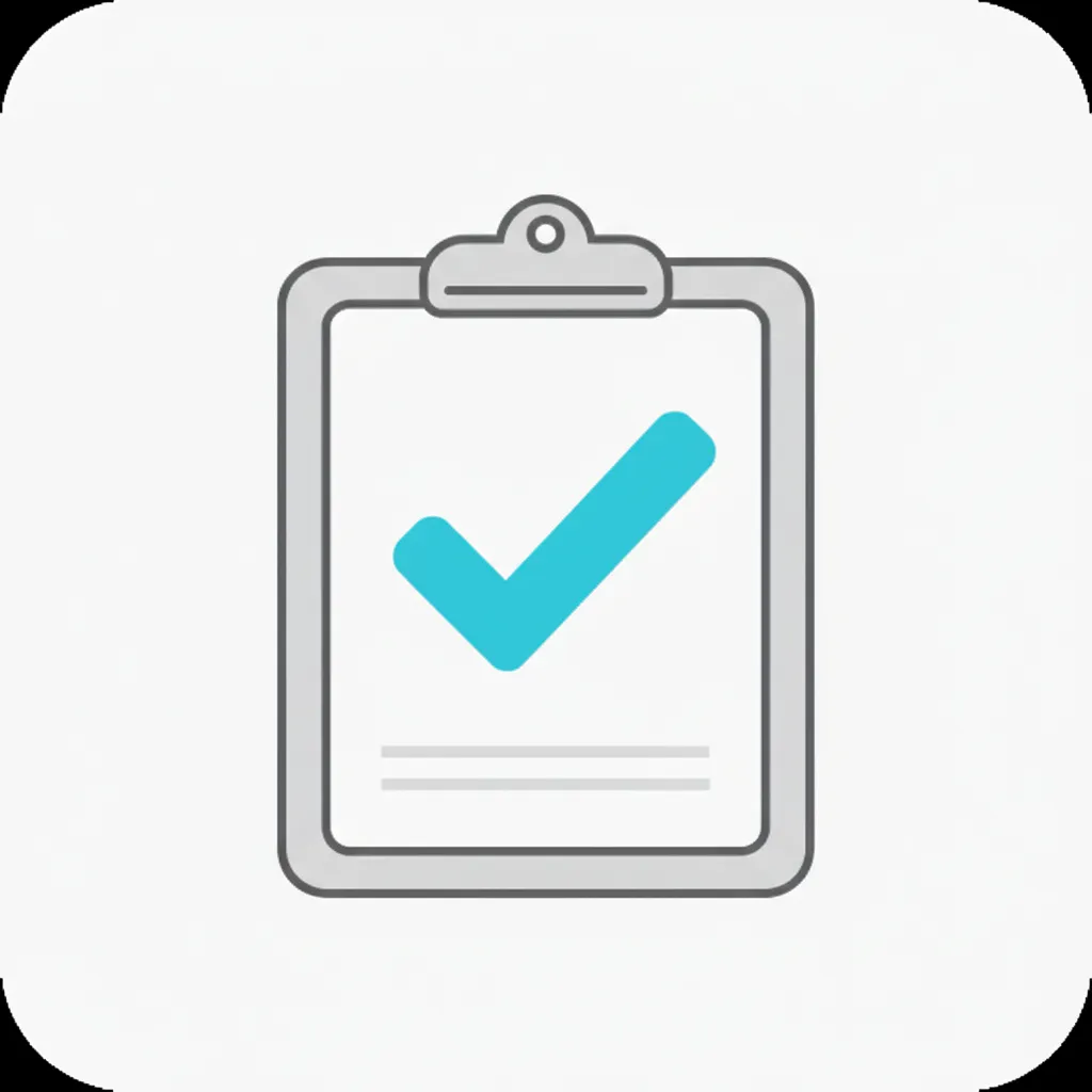 Ícono de asesoría personalizada con portapapeles y check en cian