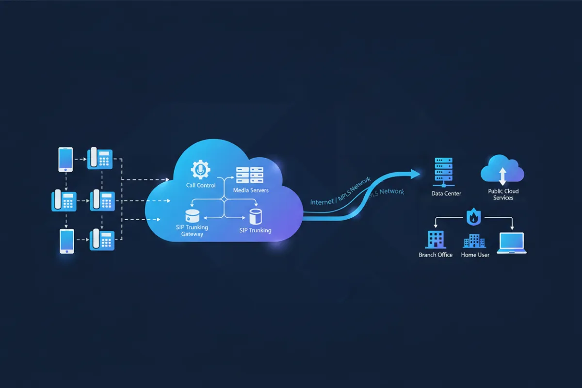 Technical diagram: Cloud VoIP system design and device integration