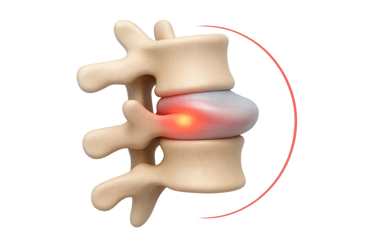 Medical illustration showing disc compression in the spine