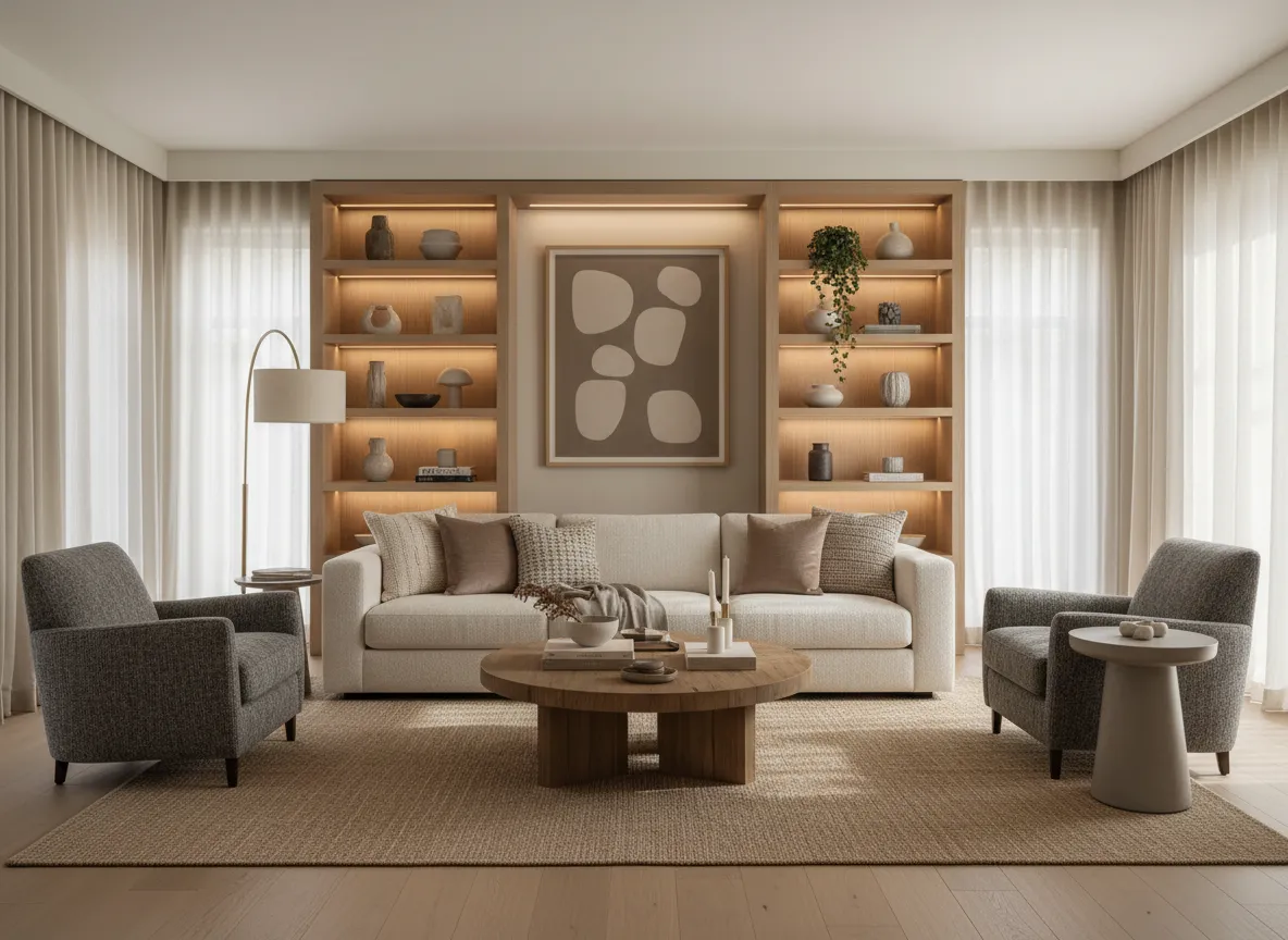 Short-term rental living room transformation preview