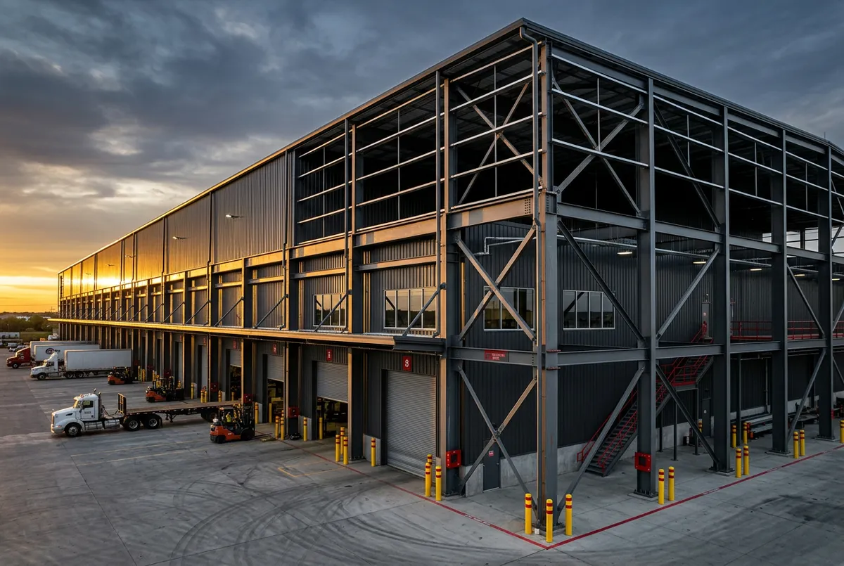Industrial pre-engineered metal building structural skeleton framing