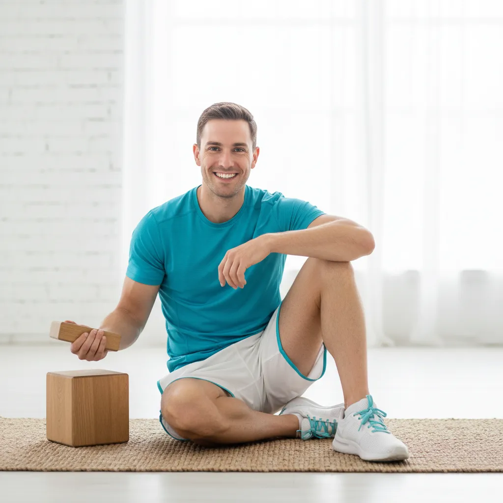 Smiling handstand coach in modern fitness studio
