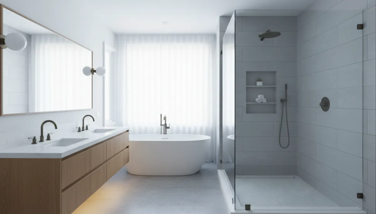 Stylish bathroom renovation with modern tile and fixtures