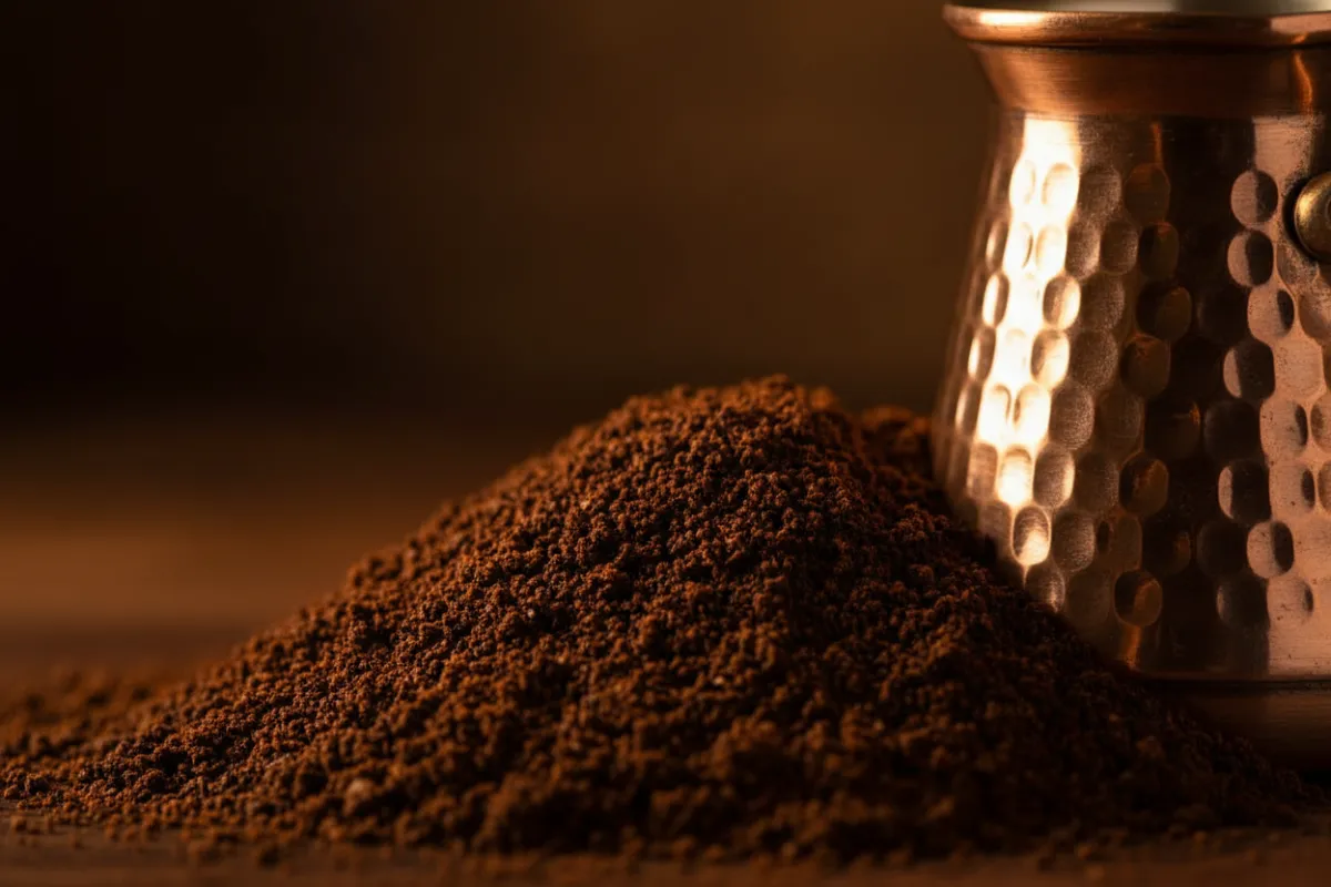 Close-up premium Turkish coffee with foam