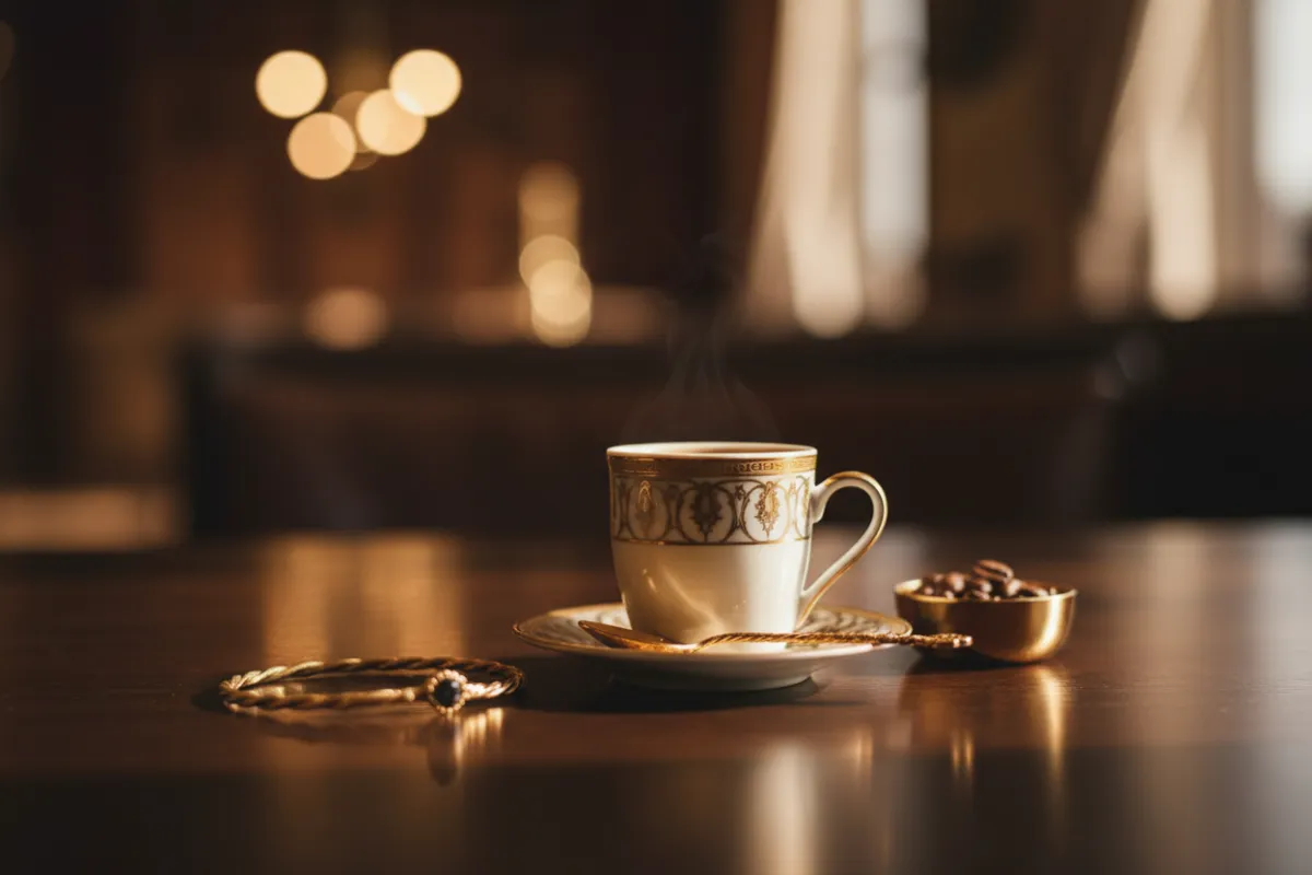 Premium Turkish coffee presentation on saucer