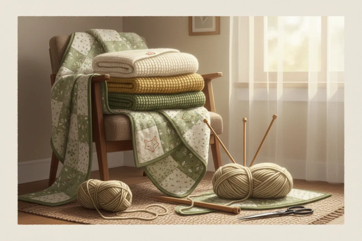 Warm handmade blankets and yarn