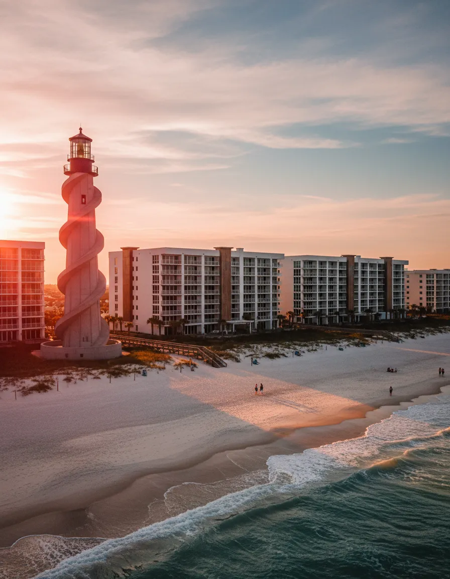 Gulf Shores coastal landmark and beachfront properties