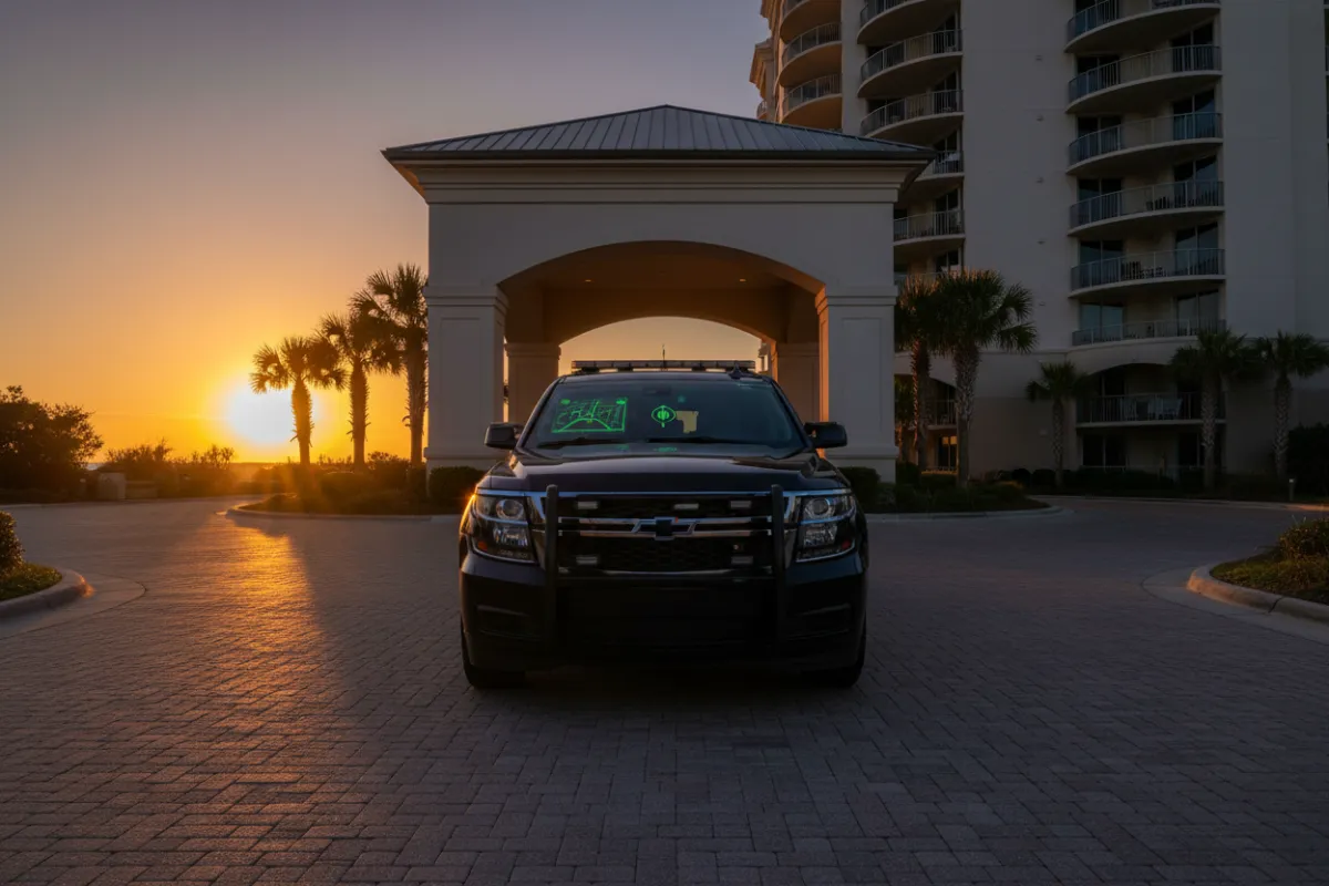Dashboard placeholder illustrating modern technology operations and verified GPS patrols for Orange Beach condominiums.