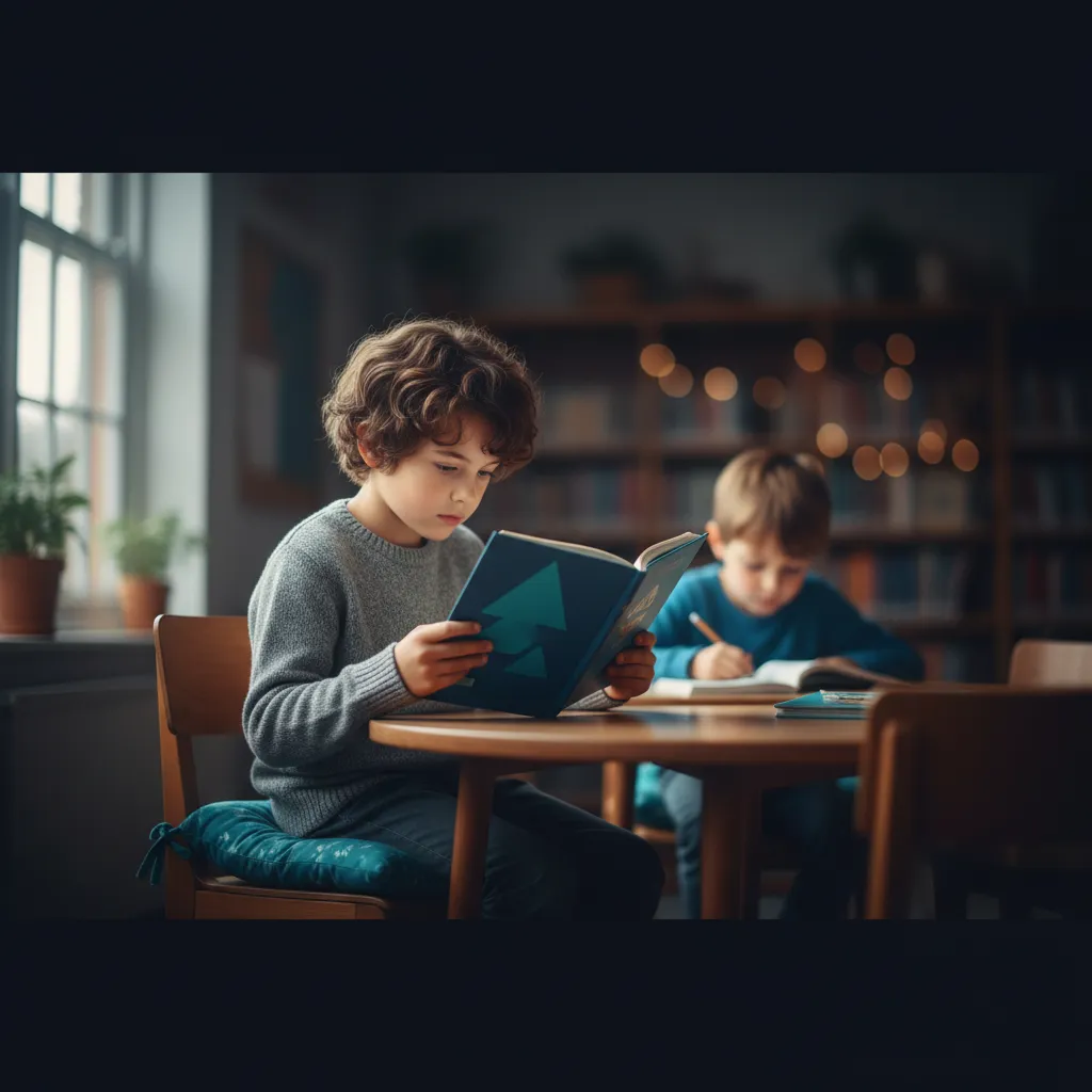 A focused student learning in a small group setting