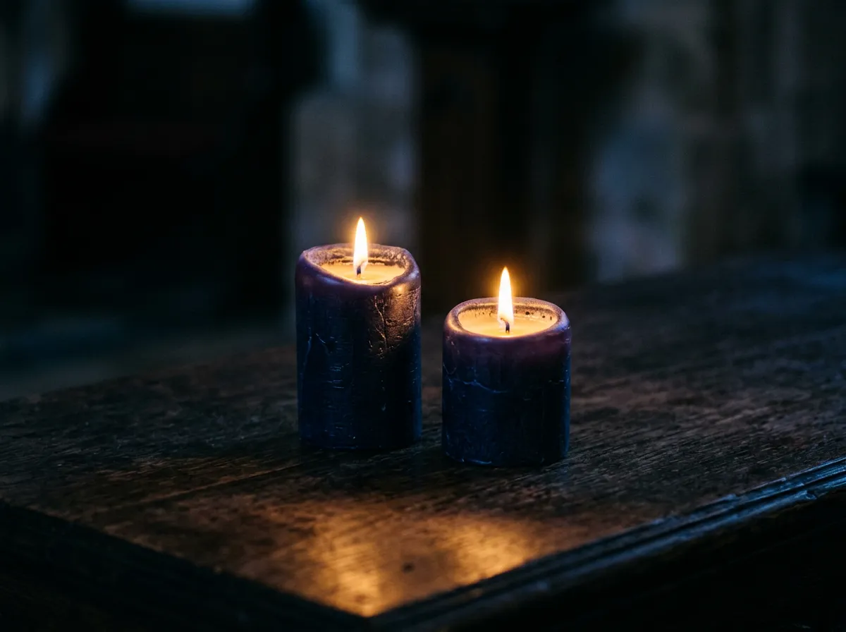 Second Advent candle of Peace glowing softly on a church altar