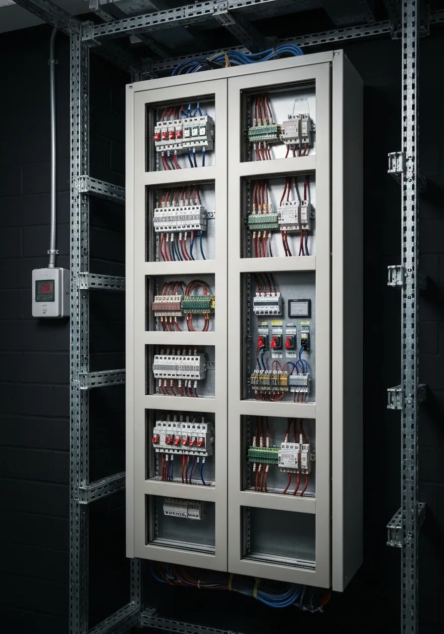 High contrast structural electrical switchboard in Sydney CBD