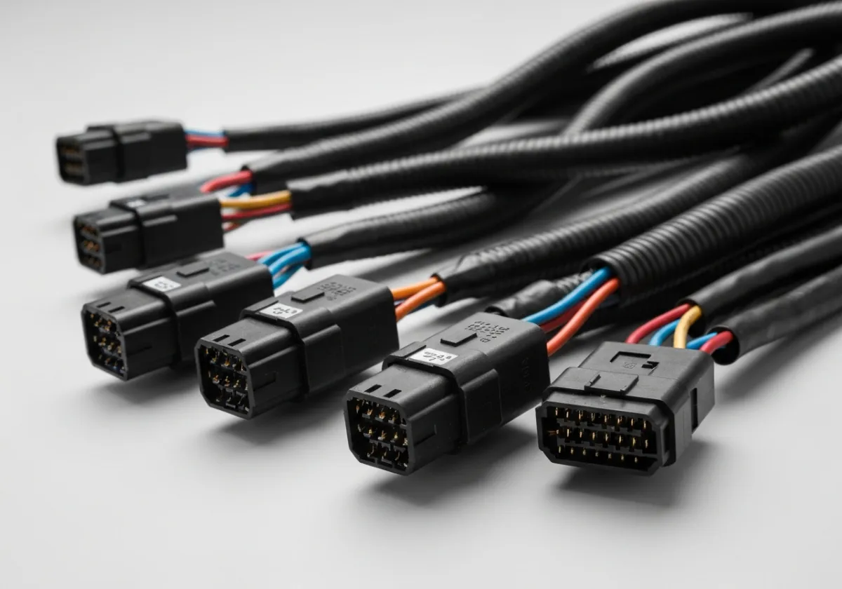 Close-up of intricate wiring harnesses and connectors.