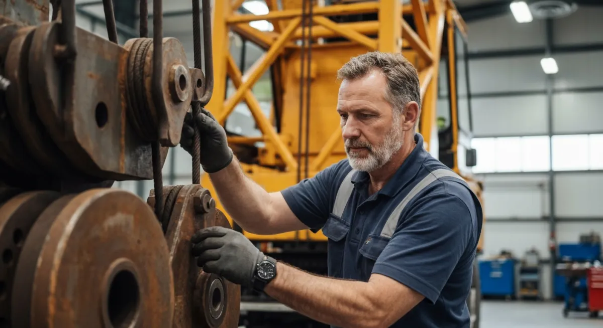 Mechanic working on heavy machinery on-site