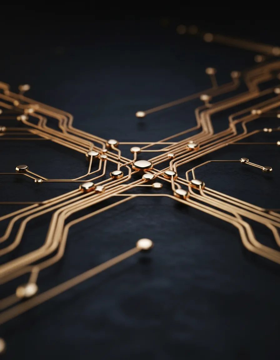 Abstract geometric visual representing seamless AI integration and consolidation