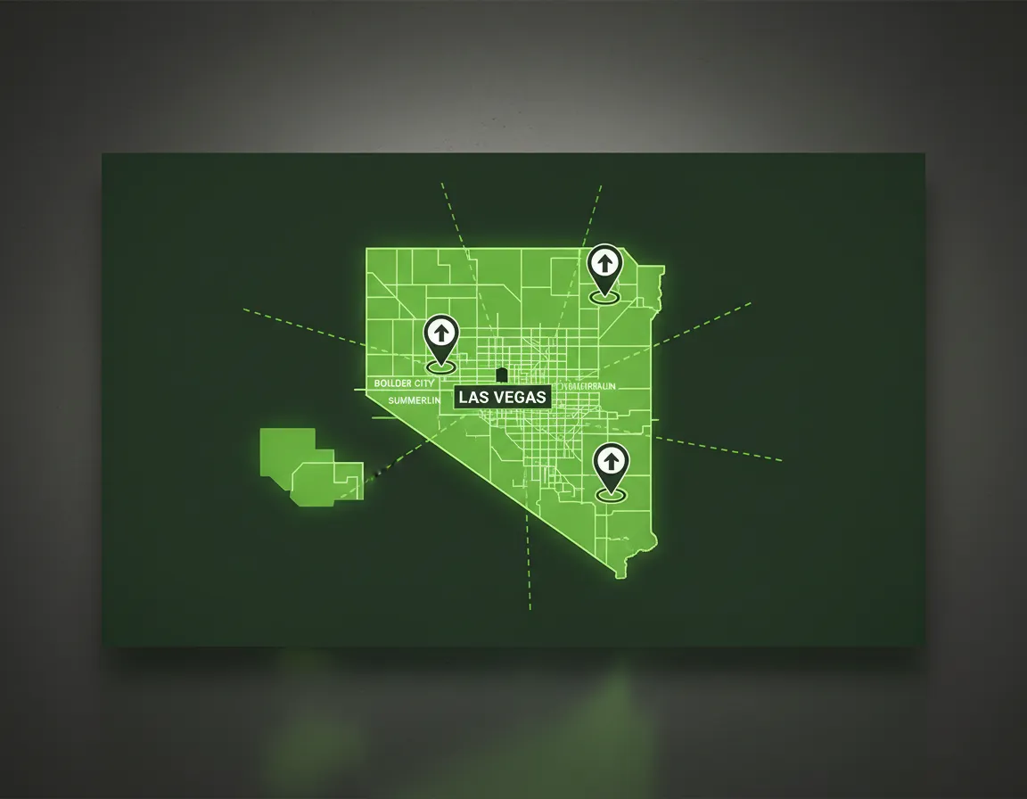 Service coverage map for Las Vegas and surrounding areas