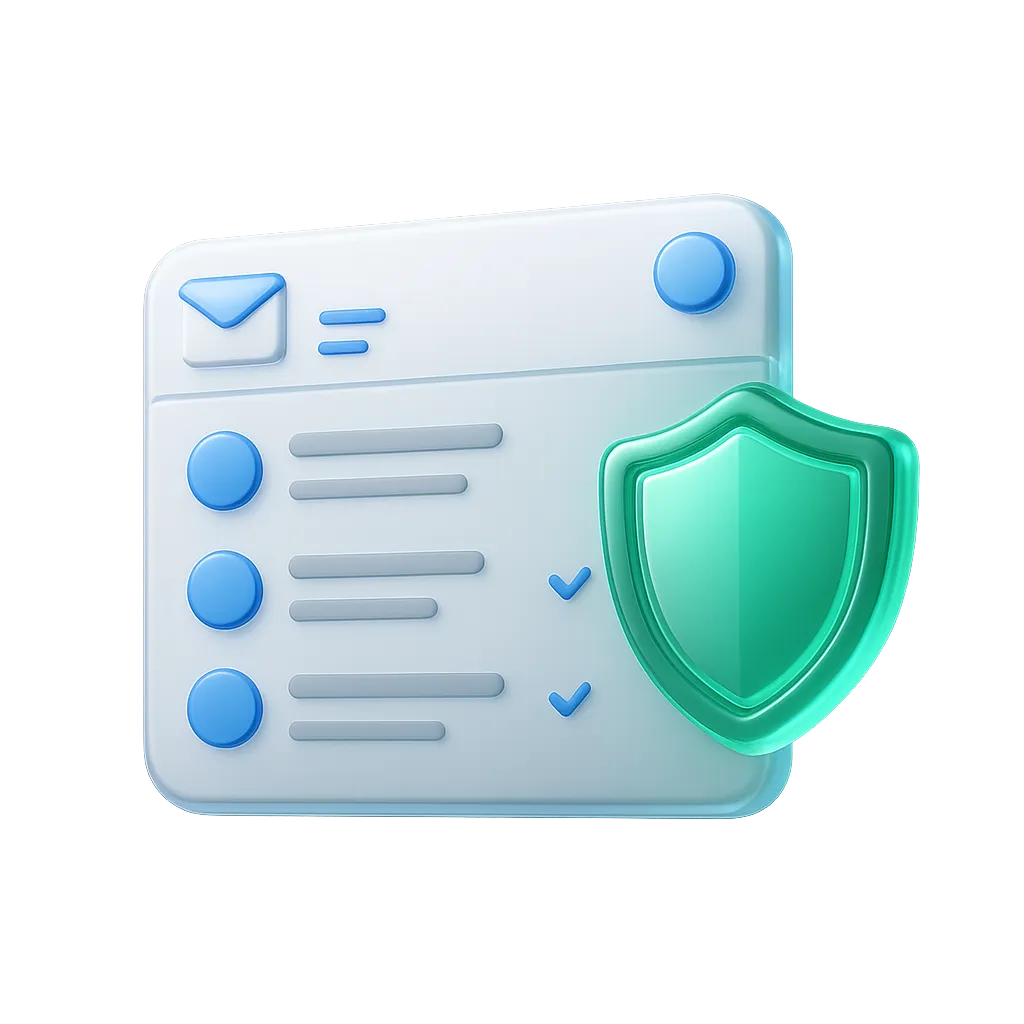 Clean secure email inbox 3D visualization