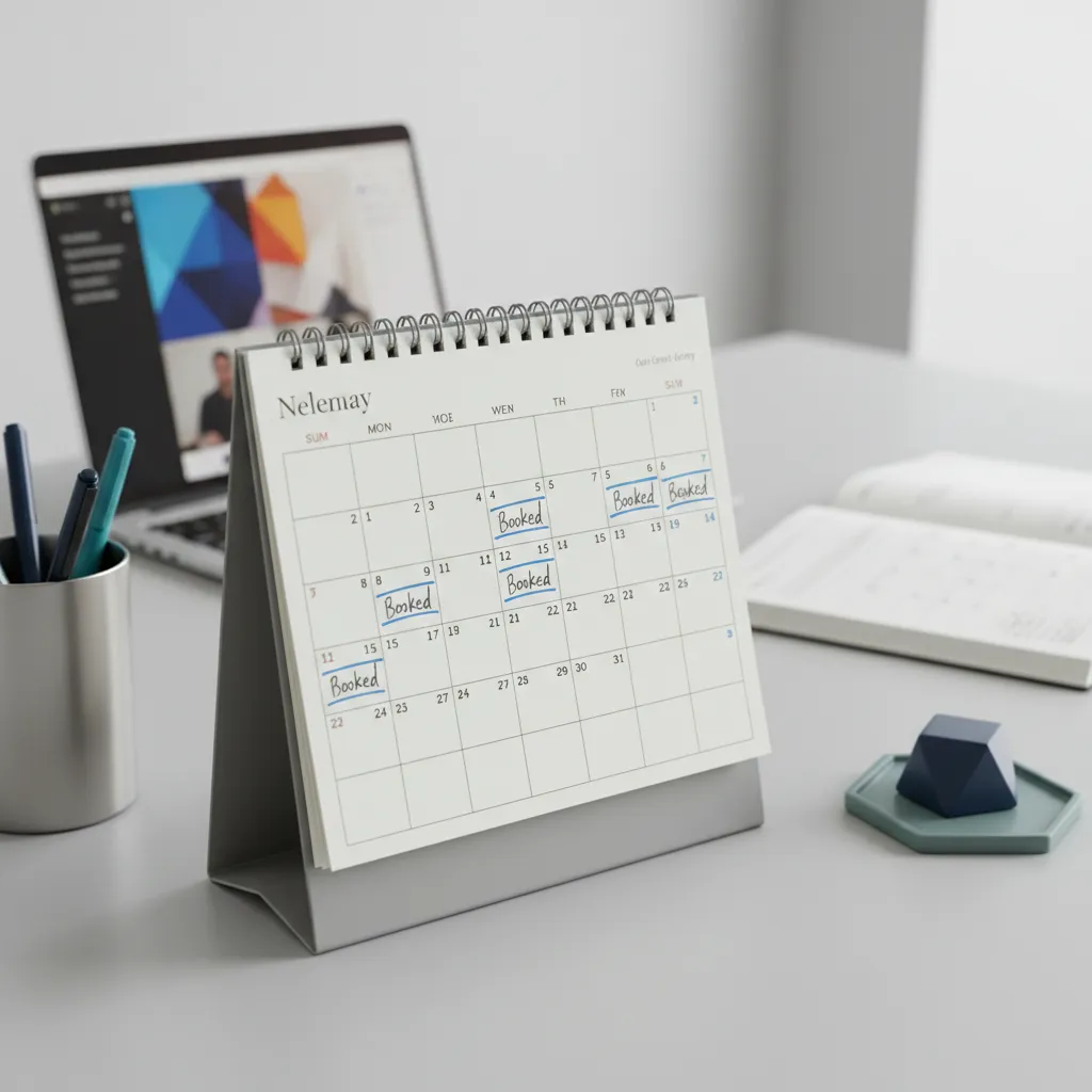 A calendar filling up with qualified booked calls indicating business growth
