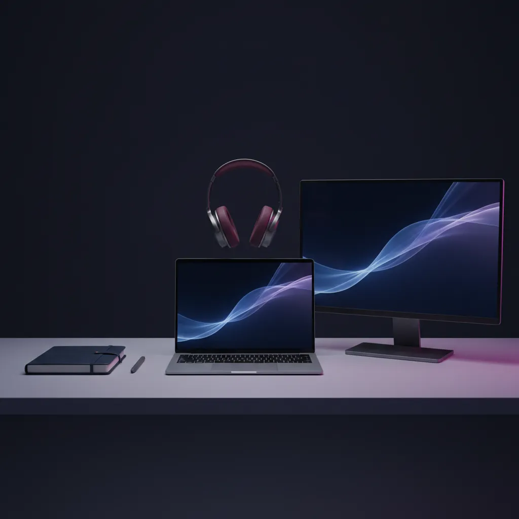 Stark visual representing AI digital matrix taking over a traditional office desk