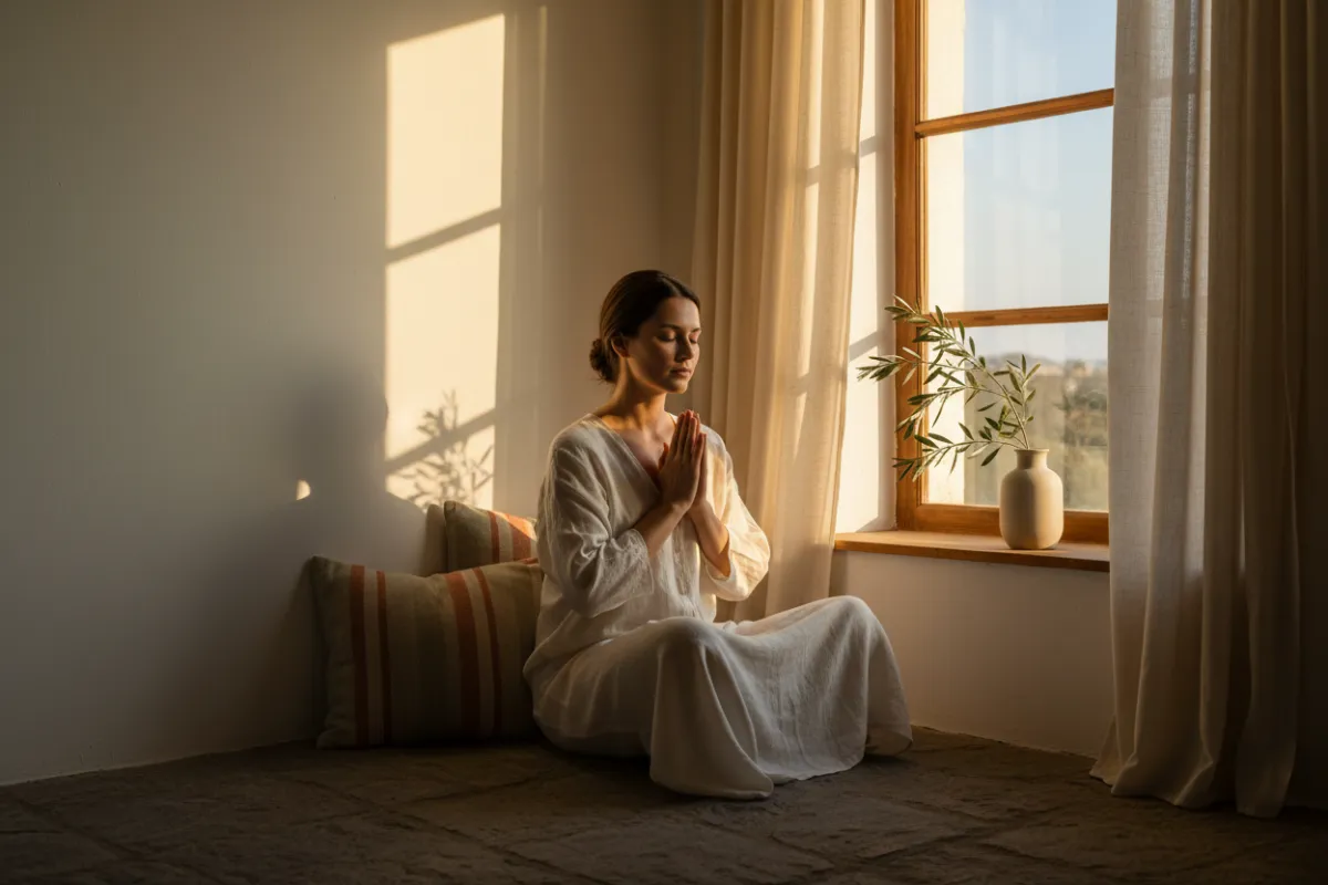 A quiet corner set up for morning prayer