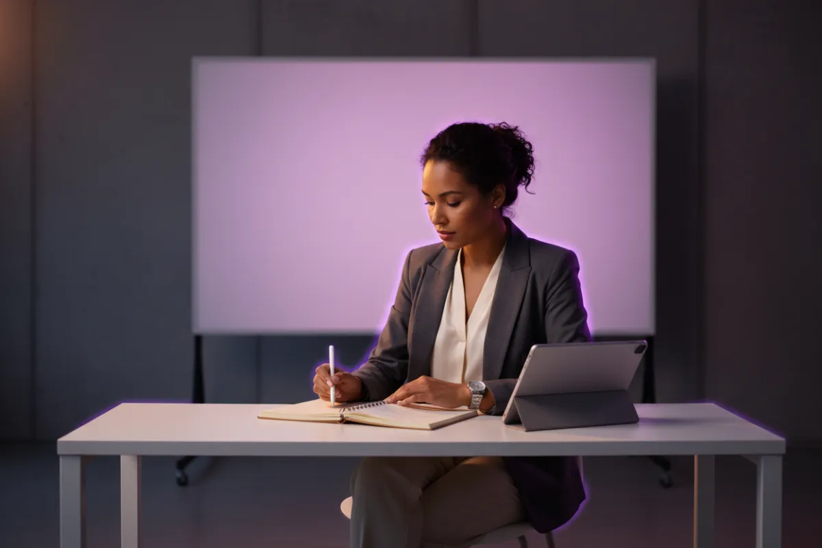 Confident diverse woman preparing for a meeting