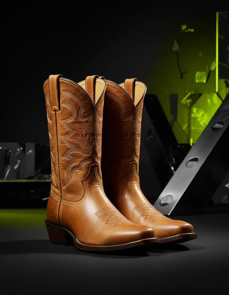 Botas cowboy Loblan sobre fondo limpio con estética urbana