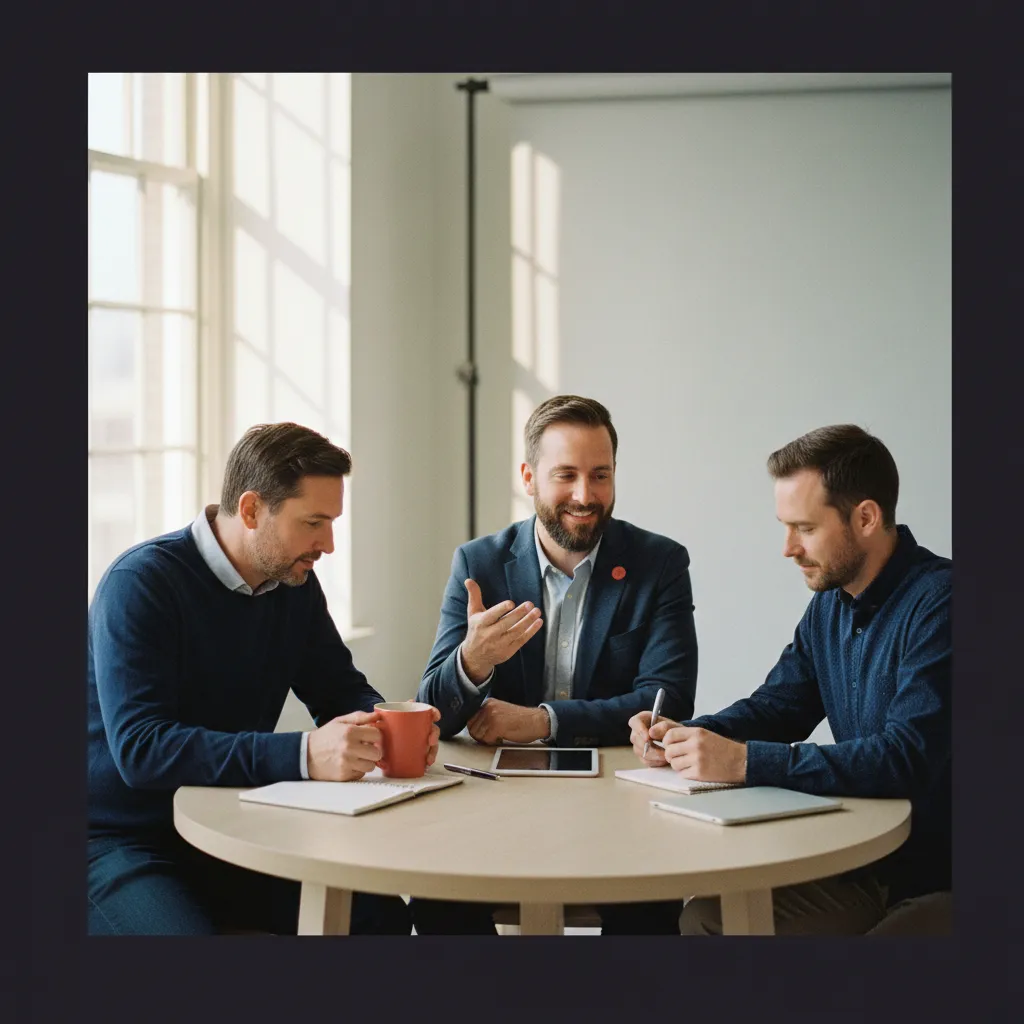A group of entrepreneurial dads engaging in a discussion