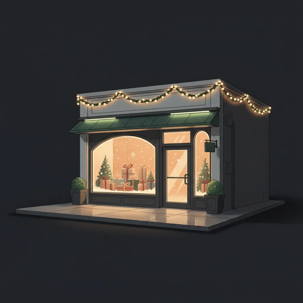 Commercial Christmas Light Installation Shop Illustration